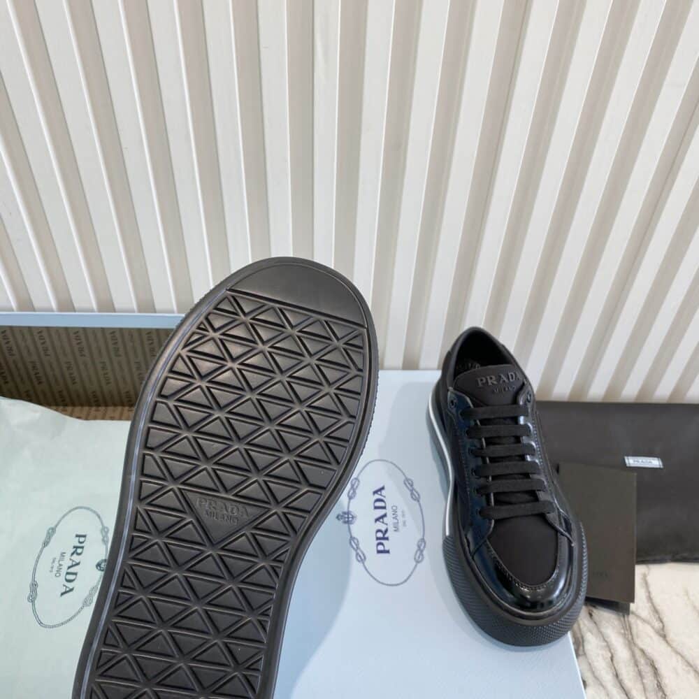PRADA MACRO RE-NYLON AND BRUSHED LEATHER SNEAKERS BLACK 2EG3763LF5F0632 - Image 10