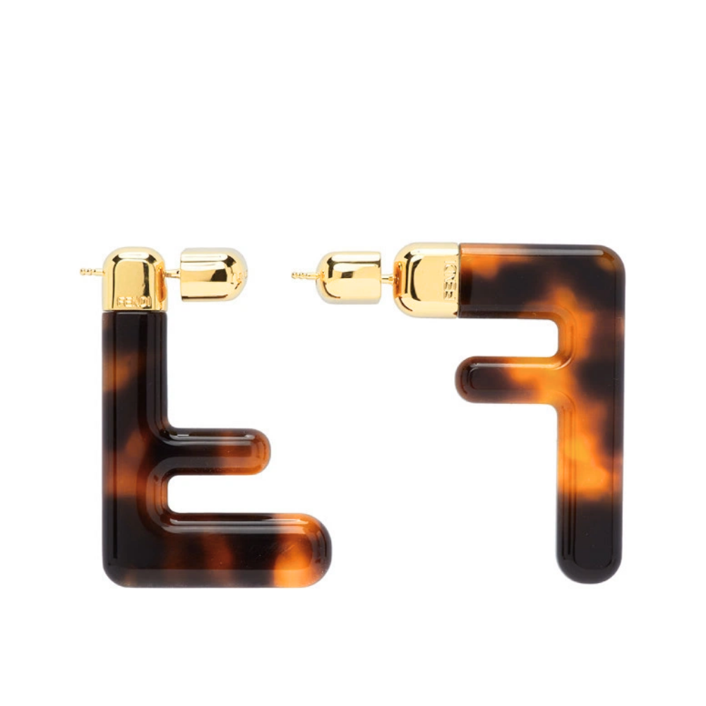 FENDI FF LOGO EARRINGS BROWN