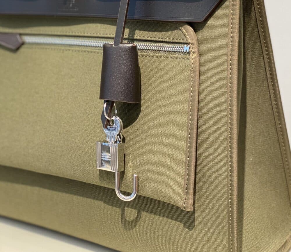 HERMES HERBAG ZIP 31 BAG PALLADIUM HARDWARE KHAKI 31CM - Image 3