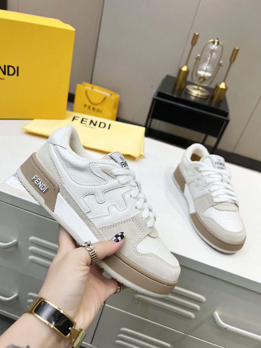 FENDI MATCH SUEDE LOW TOPS WHITE 8E8252AHH2F1FHS - Image 3