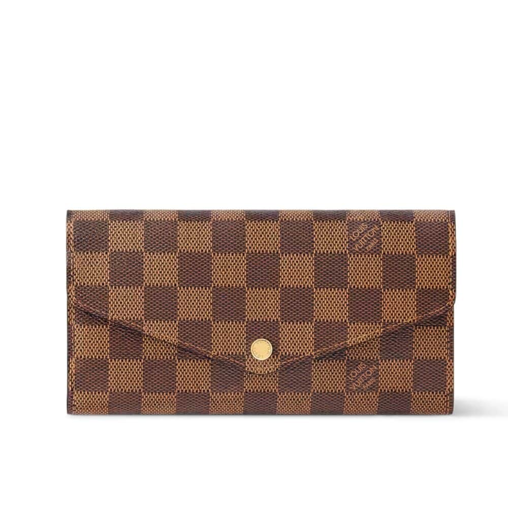 LOUIS VUITTON SARAH WALLET DAMIER EBENE CANVAS RED 19CM