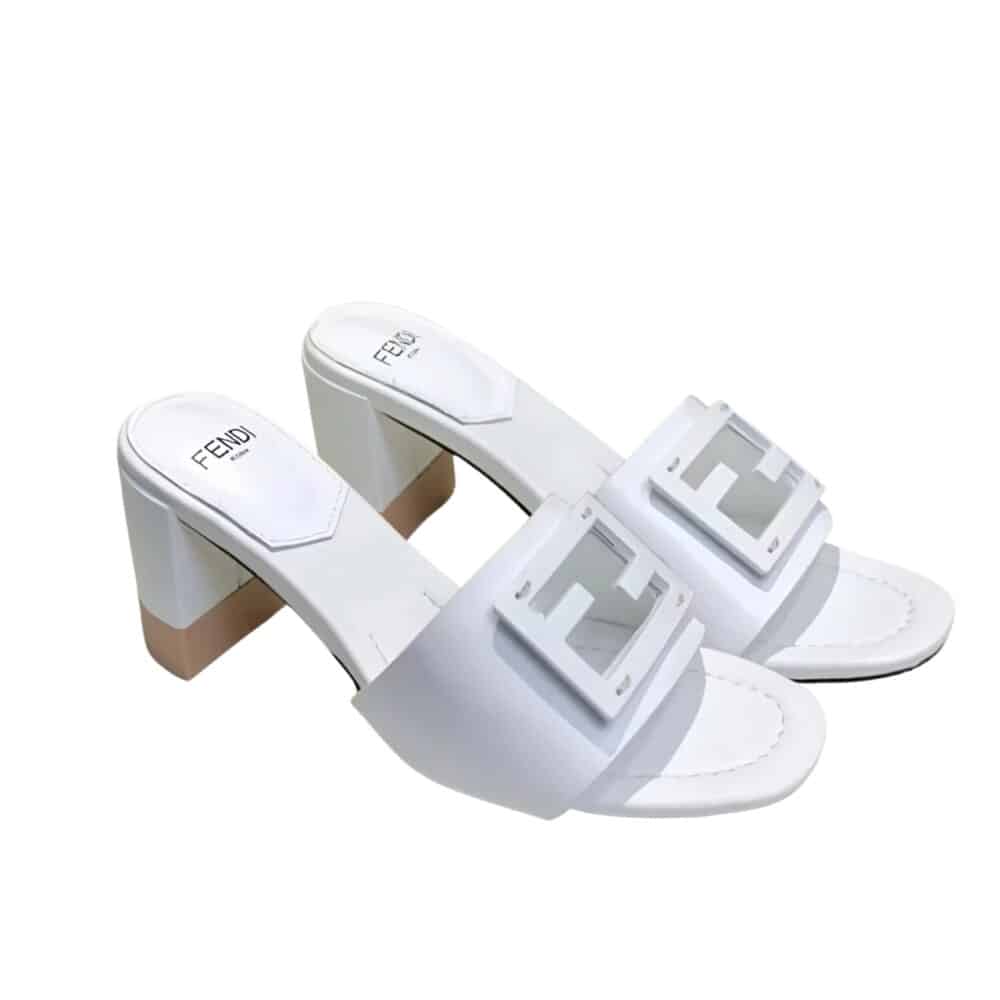FENDI SIGNATURE LEATHER HIGH HEEL WHITE