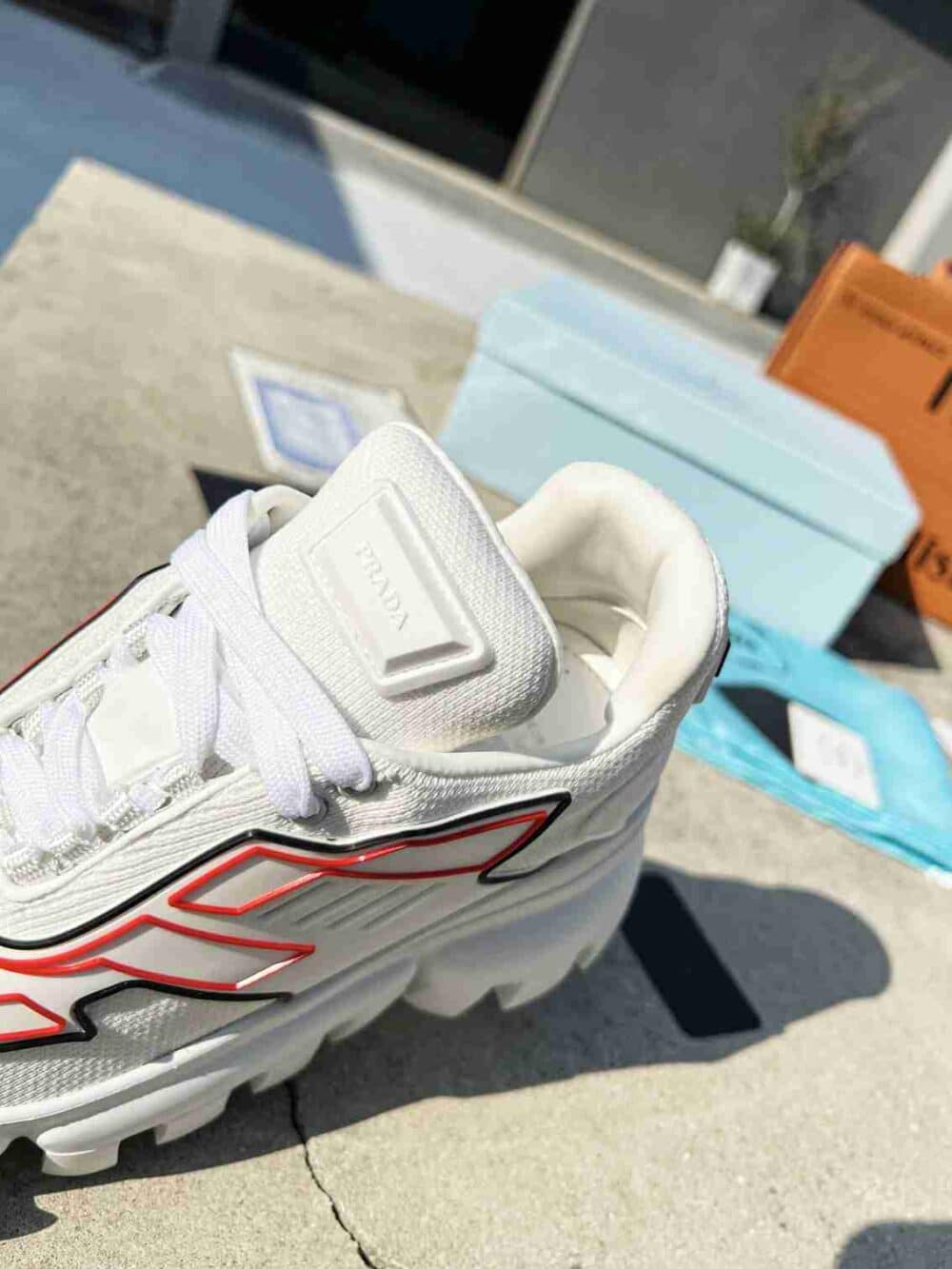 PRADA CLOUDBUST THUNDER SNEAKERS WITH WHITE AND RED 2EG2933LGNF0009 - Image 7