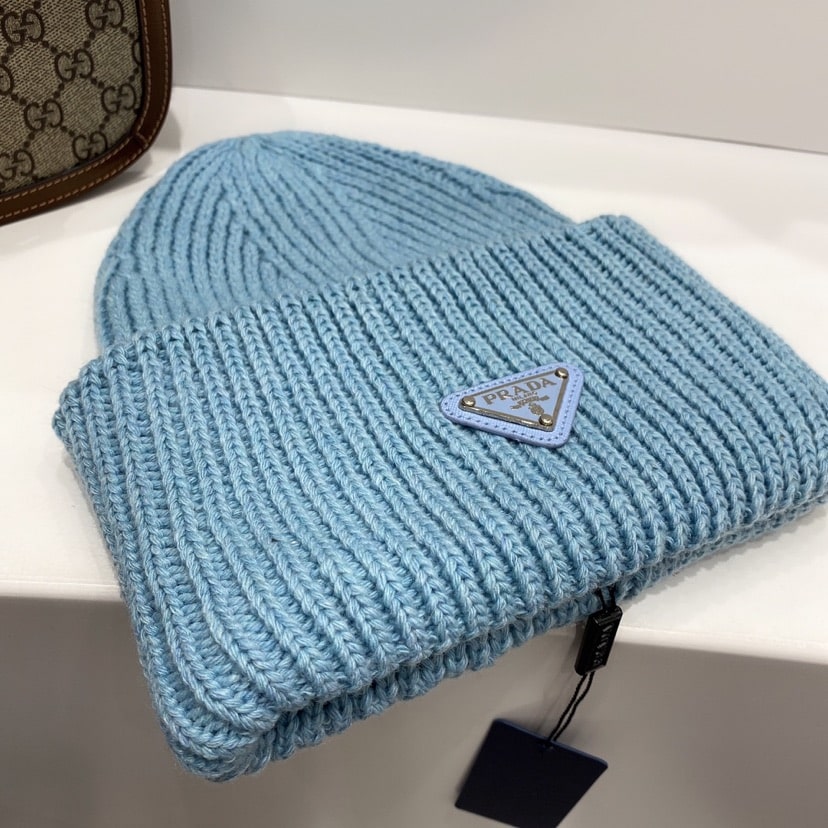 Alternative view of PRADA WOOL AND CASHMERE BEANIE SLIVER BLUE UMD489 3IM F0SVF S 211