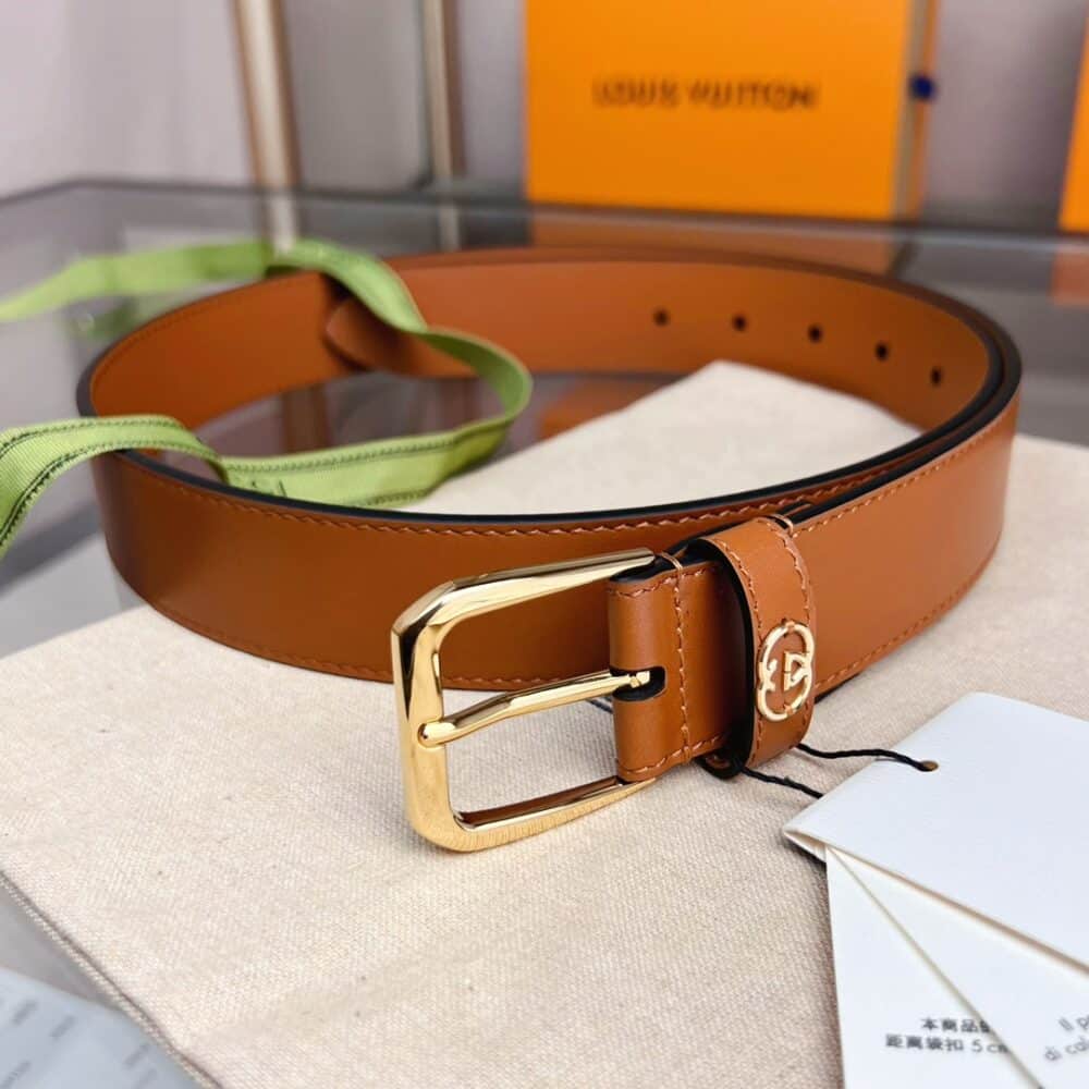 Alternative view of GUCCI BELT WITH SQUARE BUCKLE AND INTERLOCKING G GOLD METAL BROWN 35MM 673921 AP00G 2535
