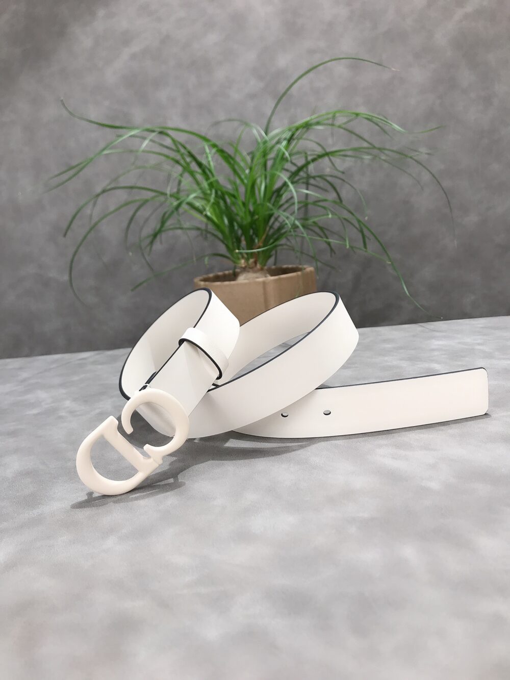 Alternative view of DIOR 30 MONTAIGNE LEATHER BELT WHITE 2CM