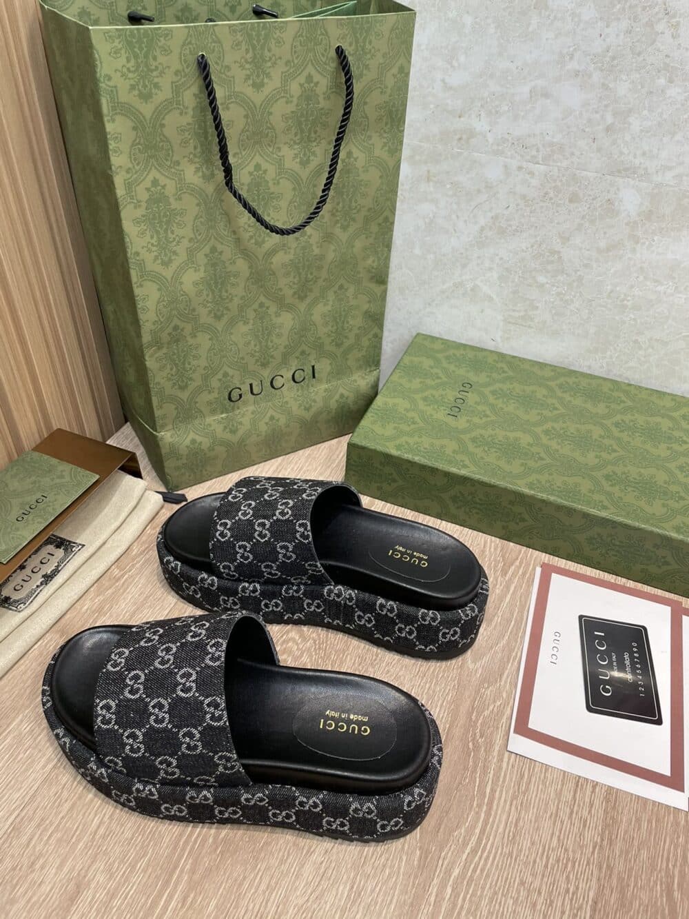 GUCCI WOMEN’S PLATFORM SLIDE SANDAL BLACK 623212 - Image 4
