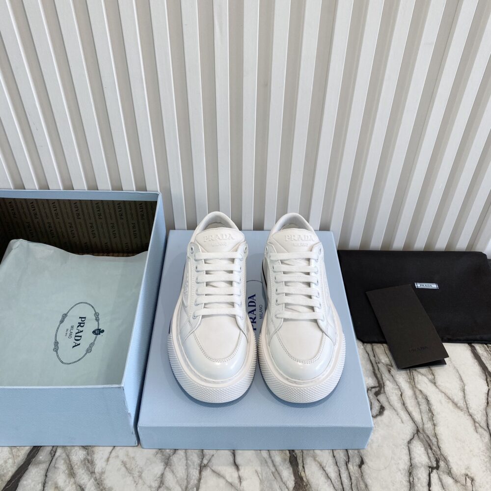 PRADA MACRO RE-NYLON AND BRUSHED LEATHER SNEAKERS WHITE 2EG3763LF5F0009 - Image 7