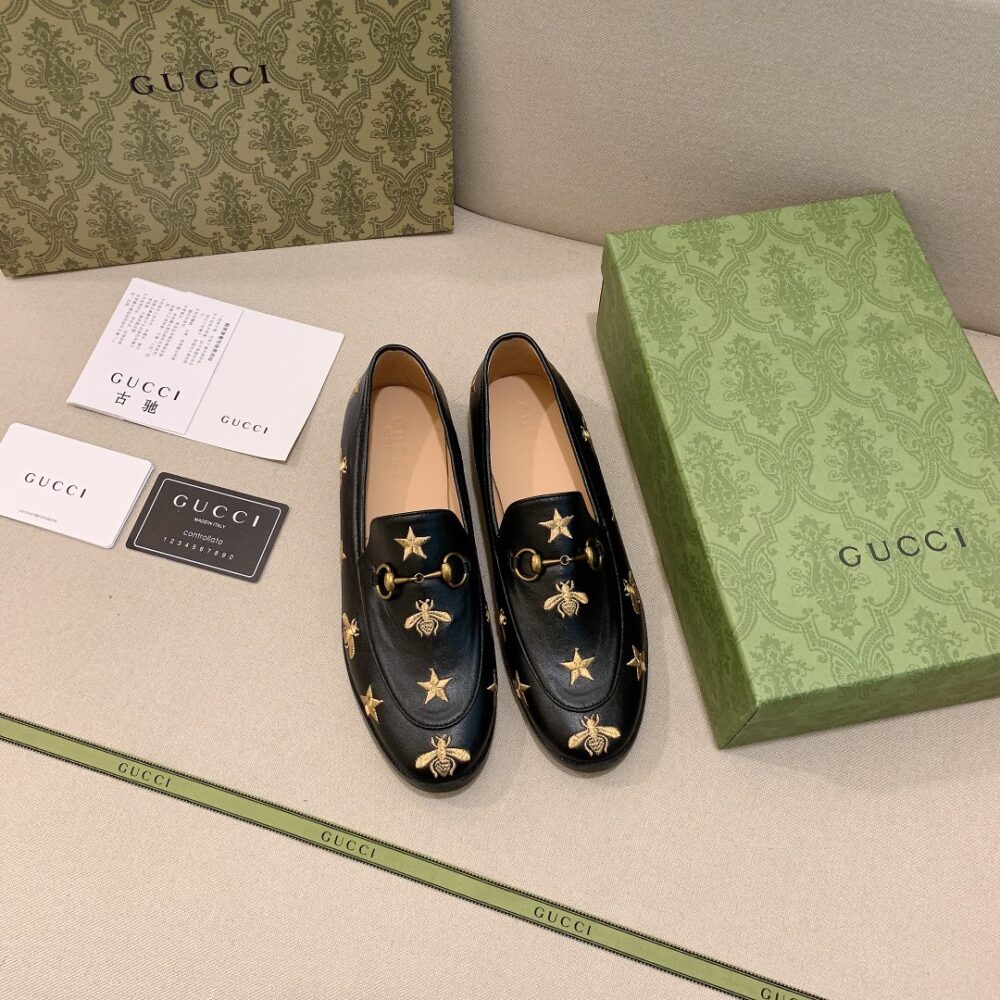 Alternative view of GUCCI JORDAAN EMBROIDERED LEATHER LOAFER BLACK 505281 D3V00 1000