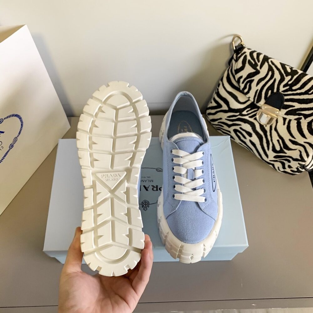 PRADA DOUBLE WHEEL NYLON GABARDINE SNEAKER LIGHT BLUE 1E260M3LFXF0591F050 - Image 5