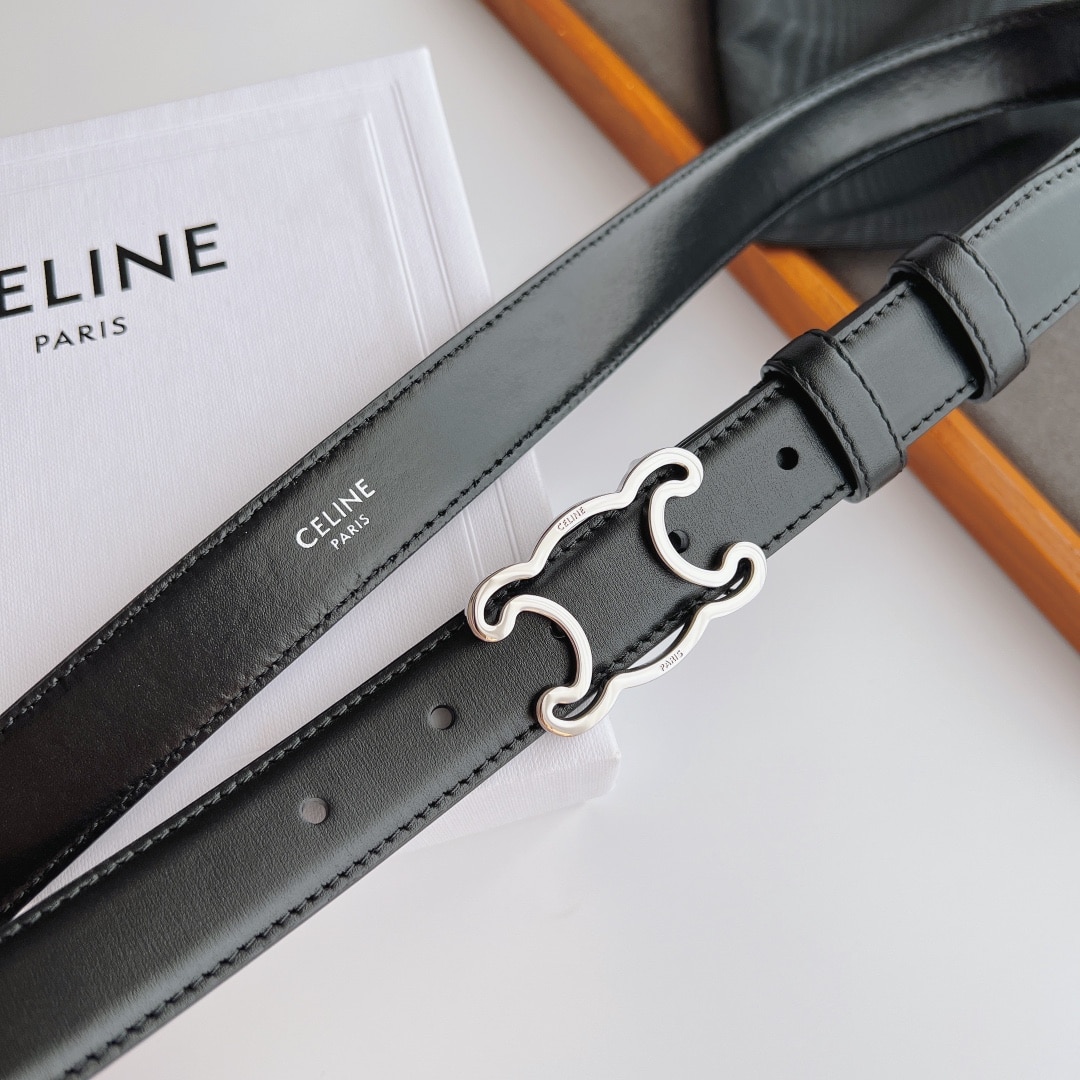 CELINE SMALL TRIOMPHE BLACK BELT IN NATUTAL CALFSKIN GOLD METAL 2.5CM - Image 6