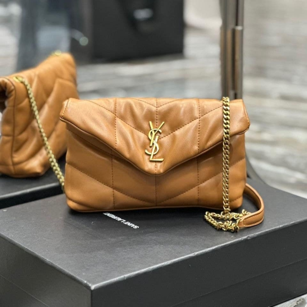 Alternative view of SAINT LAURENT TOY PUFFER IN NAPPA LEATHER LIGHT BROWN 22CM 7593371EL072760