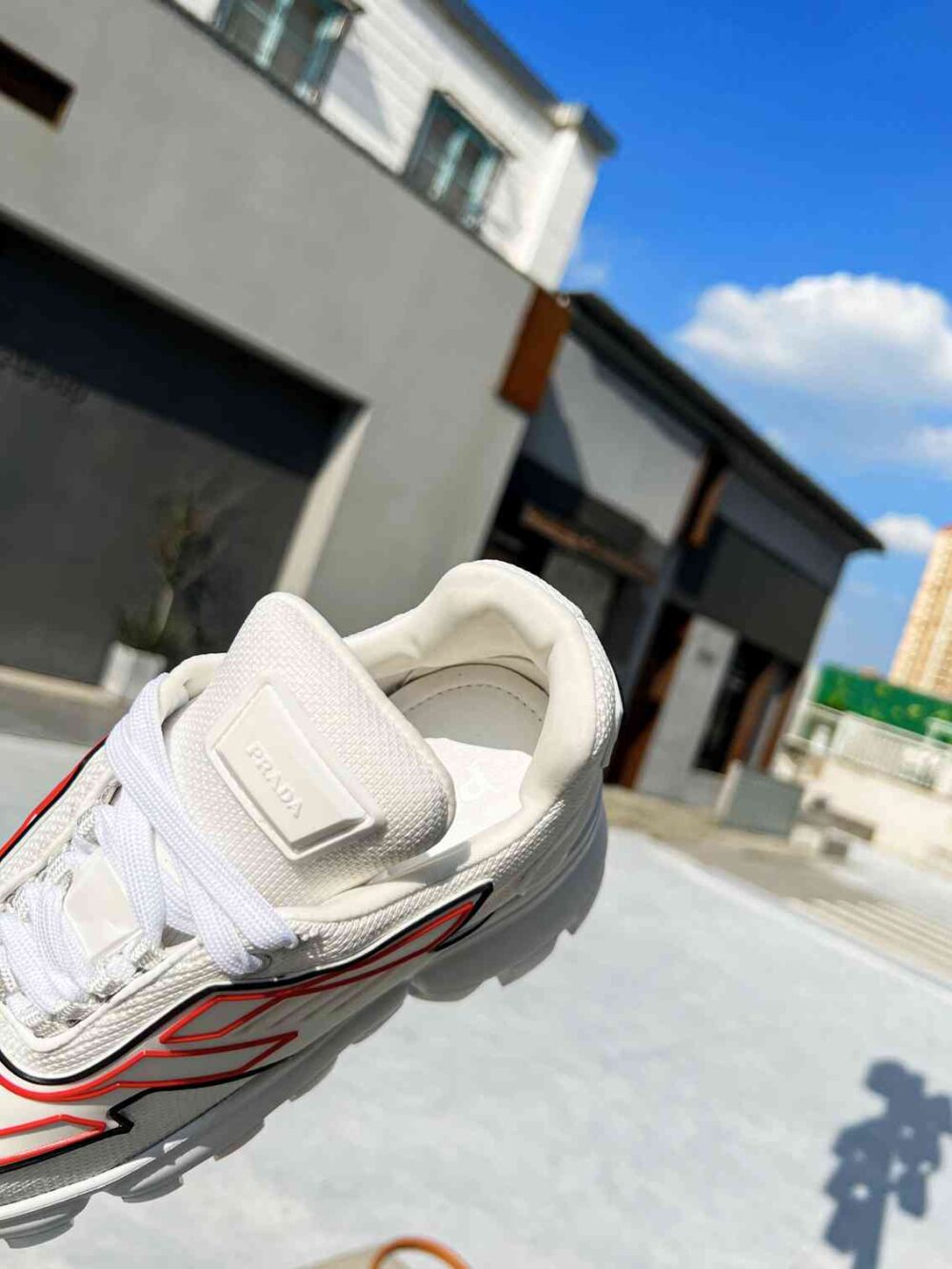 PRADA CLOUDBUST THUNDER SNEAKERS WITH WHITE AND RED 2EG2933LGNF0009 - Image 8