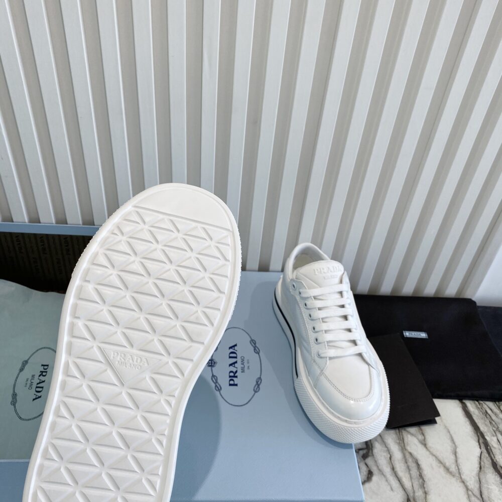 PRADA MACRO RE-NYLON AND BRUSHED LEATHER SNEAKERS WHITE 2EG3763LF5F0009 - Image 4