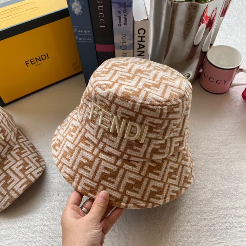 Alternative view of FENDI FABRIC FF MOTIF BUCKET HAT BEIGE
