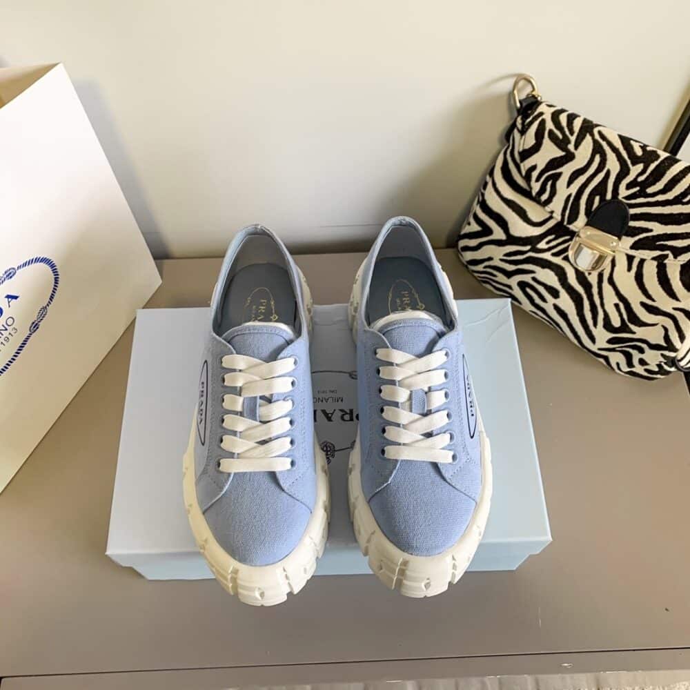 PRADA DOUBLE WHEEL NYLON GABARDINE SNEAKER LIGHT BLUE 1E260M3LFXF0591F050 - Image 7