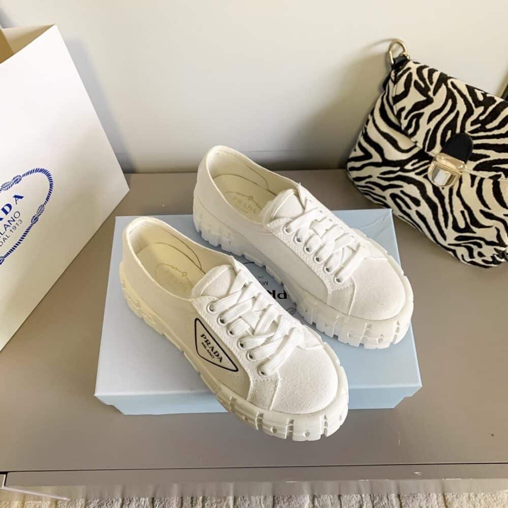 PRADA DOUBLE WHEEL RE NYLON GABARDINE SNEAKER WHITE 1E260M 3LFX F0009 F B050 - Image 5