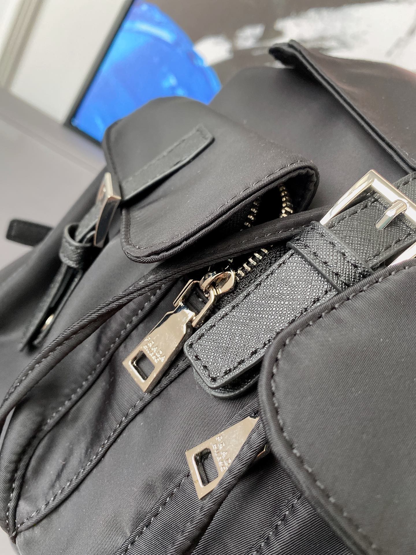 PRADA RE NYLON MEDIUM BACKPACK BLACK 30CM 1BZ677 RV44 F0002 V OOO - Image 5