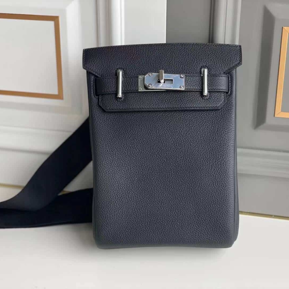 Alternative view of HERMES HAC A DOS TOGO BACKPACK SILVER HARDWARE BLACK 21CM