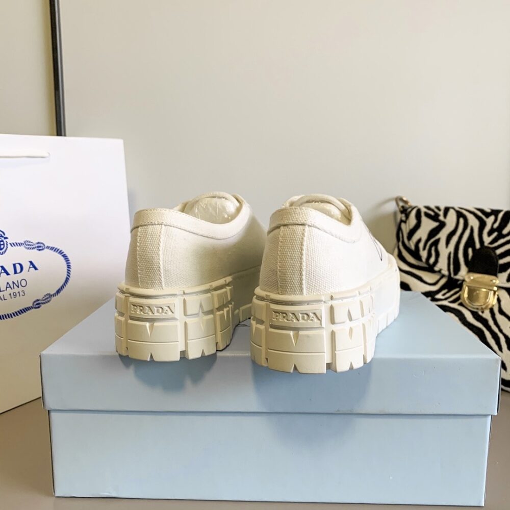 PRADA DOUBLE WHEEL RE NYLON GABARDINE SNEAKER WHITE 1E260M 3LFX F0009 F B050 - Image 4