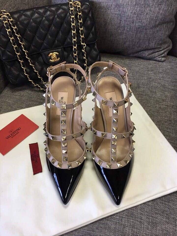 Alternative view of VALENTINO PATENT ROCKSTUD CAGED PUMP BLACK 5W2S0393VNW N91