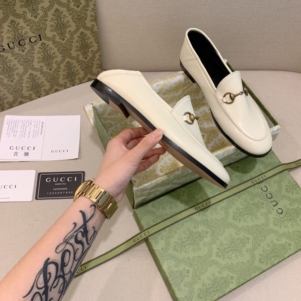 GUCCI WOMEN'S LEATHER HORSEBITS LOAFERS WHITE 414998 DLC00 9022 - Image 3