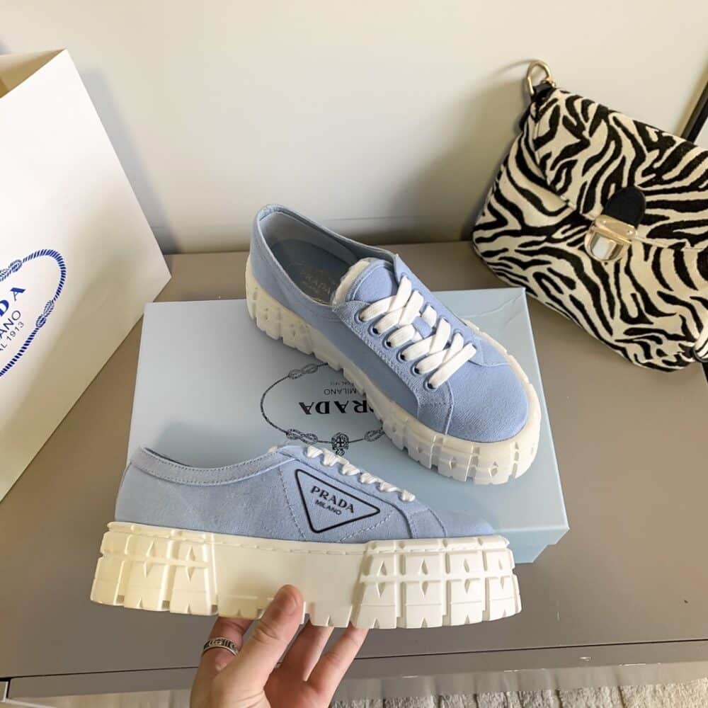 PRADA DOUBLE WHEEL NYLON GABARDINE SNEAKER LIGHT BLUE 1E260M3LFXF0591F050 - Image 6