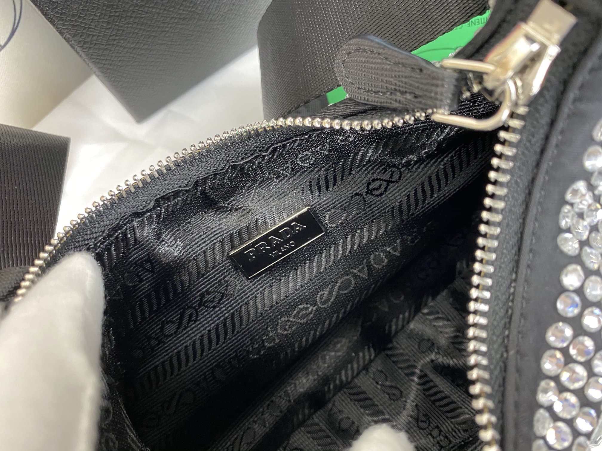 PRADA RE EDITION 2005 SATIN BAG WITH CRYSTALS 23CM 1BH204 2AWL F0T7O V V9L - Image 4