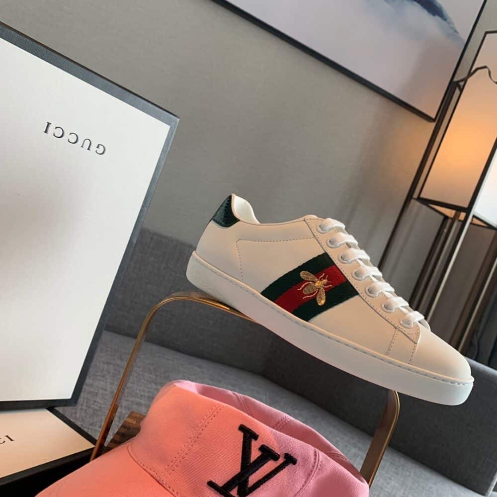 GUCCI ACE EMBROIDERED SNEAKER BEE WHITE 429446 02JP0 9064 - Image 6