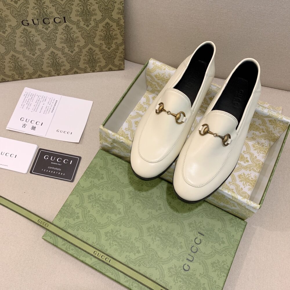 GUCCI WOMEN'S LEATHER HORSEBITS LOAFERS WHITE 414998 DLC00 9022 - Image 5
