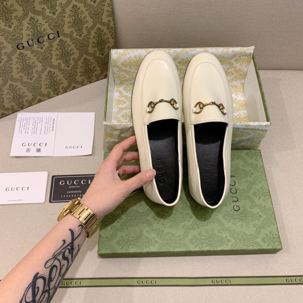 GUCCI WOMEN'S LEATHER HORSEBITS LOAFERS WHITE 414998 DLC00 9022 - Image 6