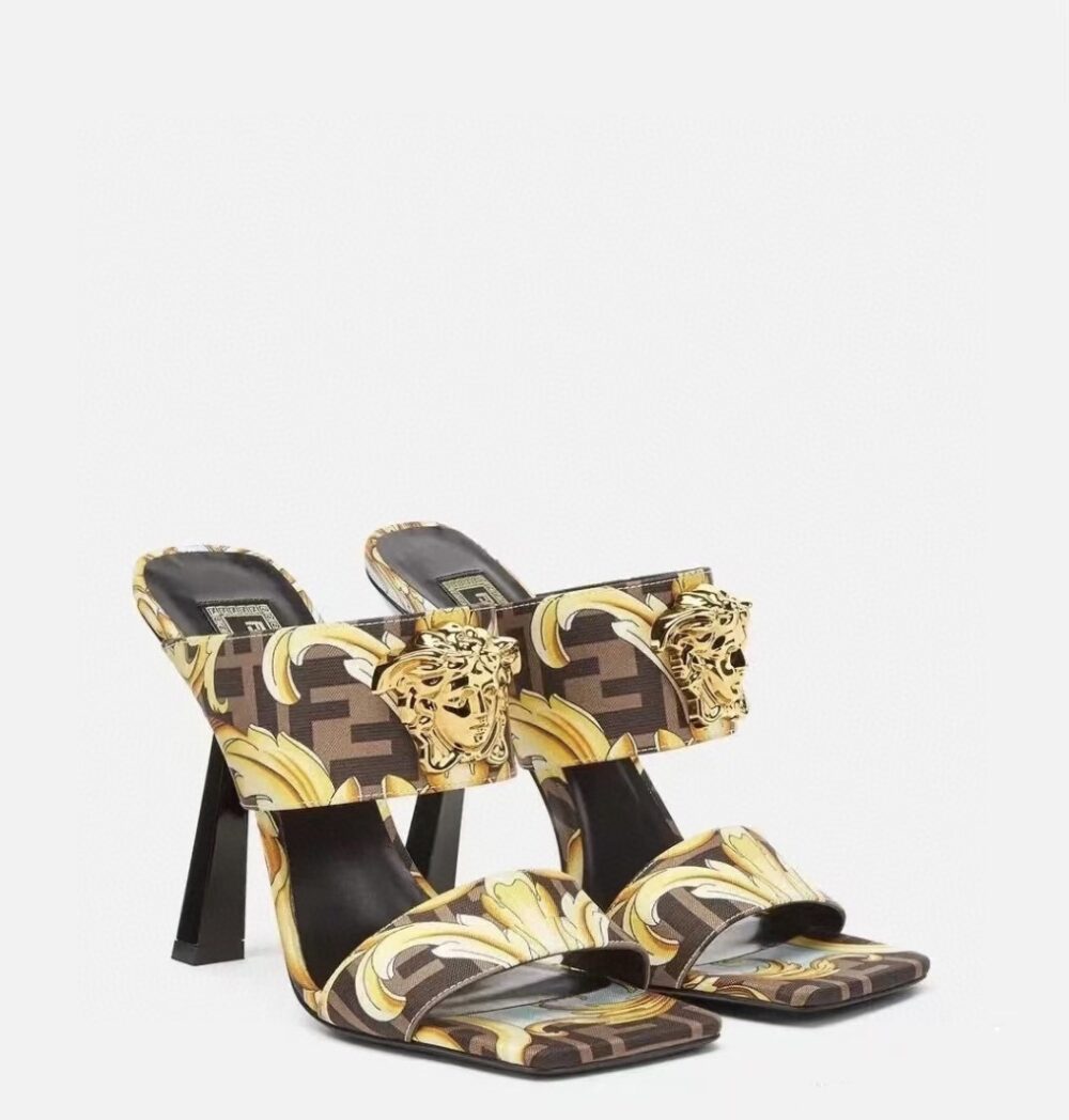FENDACE GOLD BAROQUE MULES SS2022 BROWN 1005157-1A035585X00V