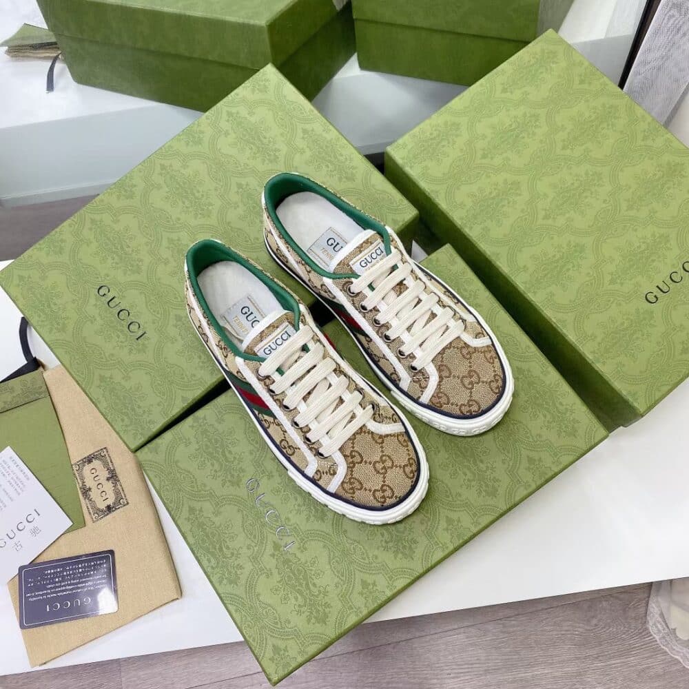GUCCI TENNIS 1977 SNEAKER BEIGE ABONY 606111 HVK20 9766 - Image 8