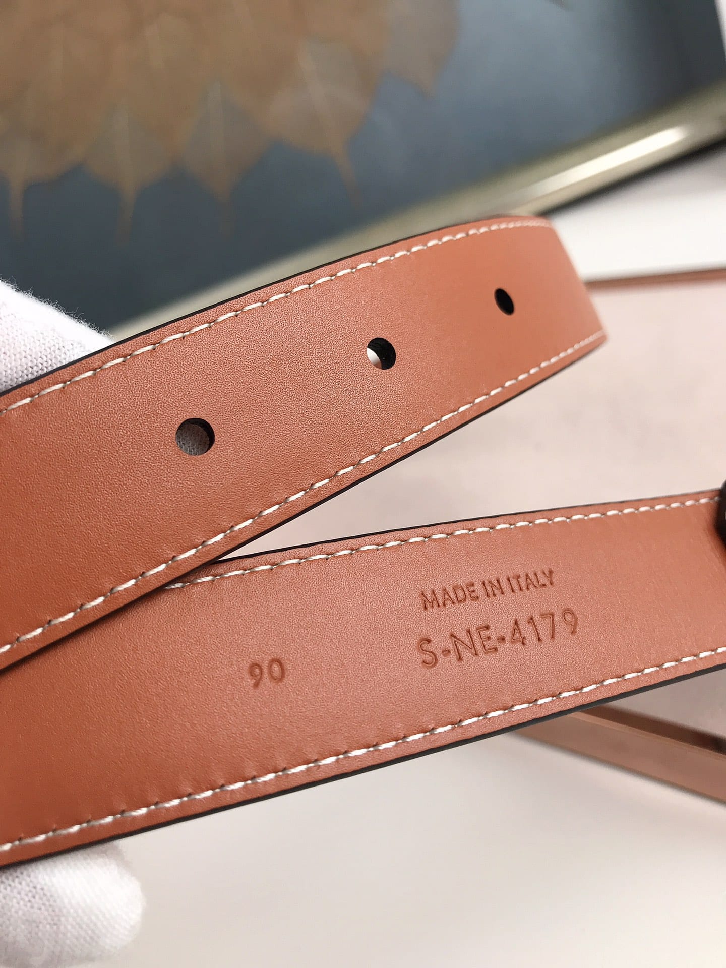 CELINE SMALL TRIOMPHE BROWN BELT IN NATUTAL CALFSKIN GOLD METAL - Image 5