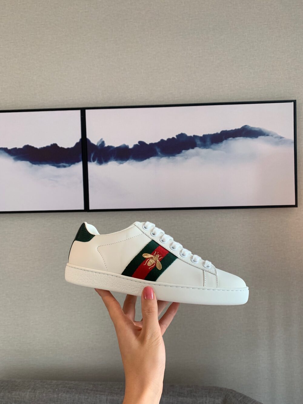 GUCCI ACE EMBROIDERED SNEAKER BEE WHITE 429446 02JP0 9064 - Image 3