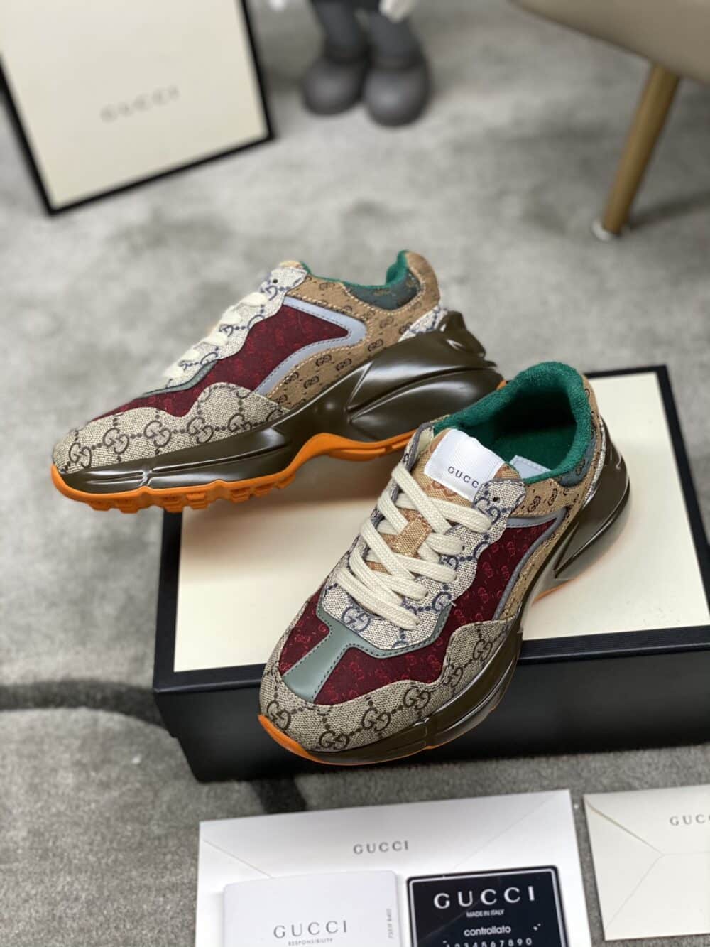 GUCCI WOMEN'S GG RHYTON SNEAKER ‎619891 99WG0-6060 - Image 7