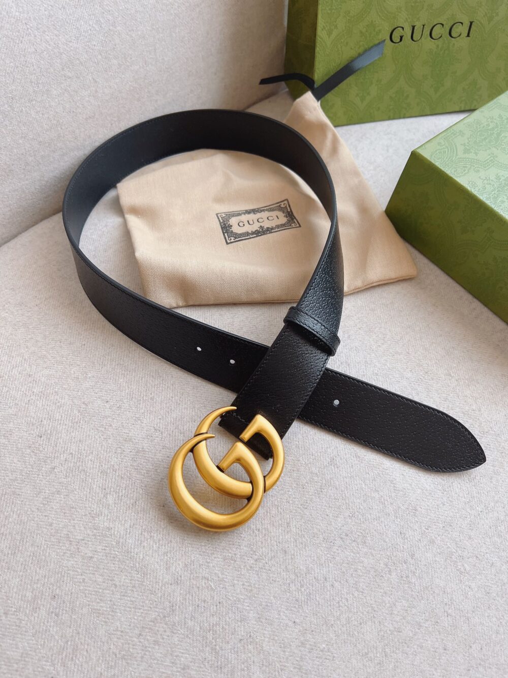 GUCCI MAMON GG GOLD LOGO BELT 4CM - Image 4