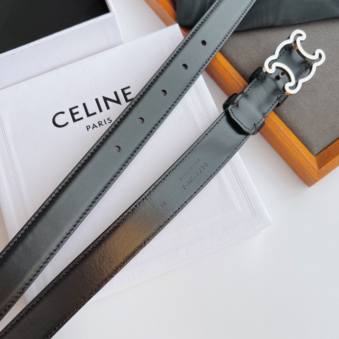 CELINE SMALL TRIOMPHE BLACK BELT IN NATUTAL CALFSKIN GOLD METAL 2.5CM - Image 8
