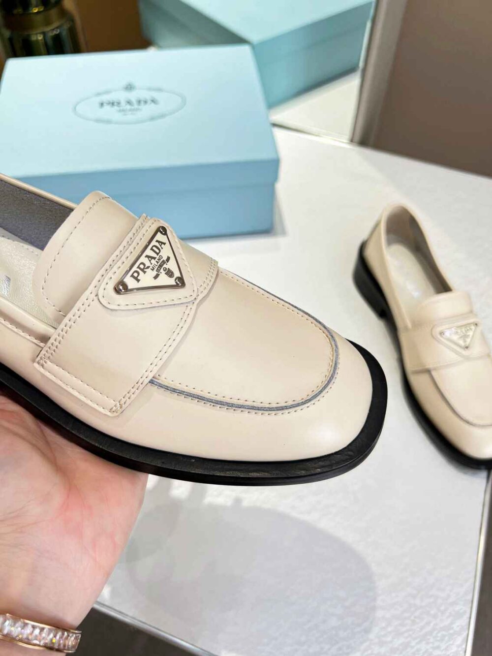 PRADA PATENT LEATHER LOAFERS NUDE - Image 4