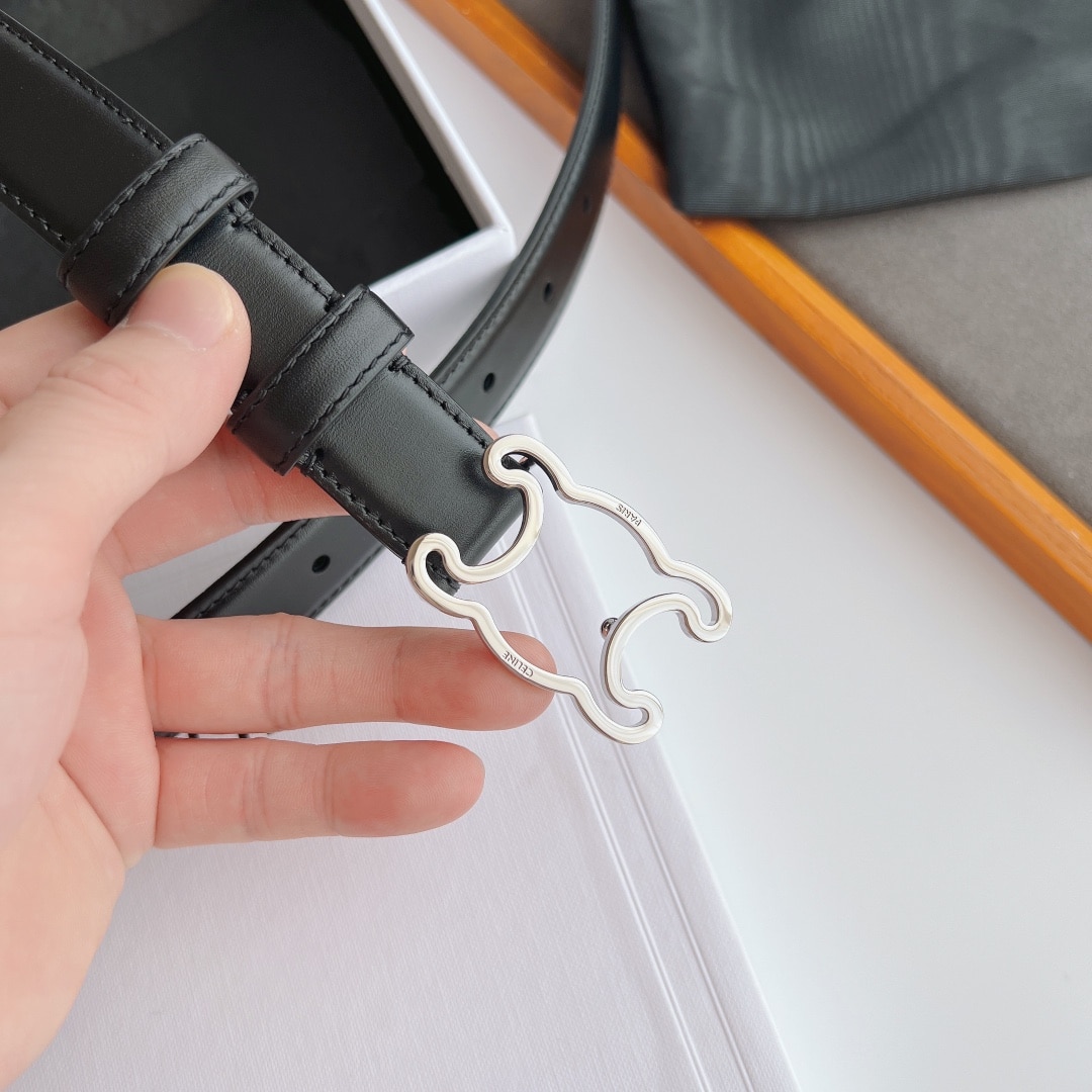 CELINE SMALL TRIOMPHE BLACK BELT IN NATUTAL CALFSKIN GOLD METAL 2.5CM - Image 5