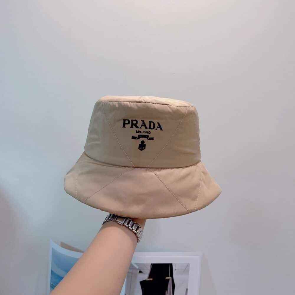 PRADA PADDED RENYLON BUCKET HAT BEIGE - Image 5