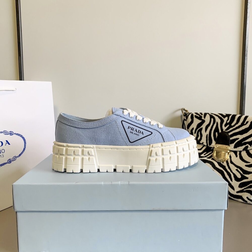 PRADA DOUBLE WHEEL NYLON GABARDINE SNEAKER LIGHT BLUE 1E260M3LFXF0591F050 - Image 3