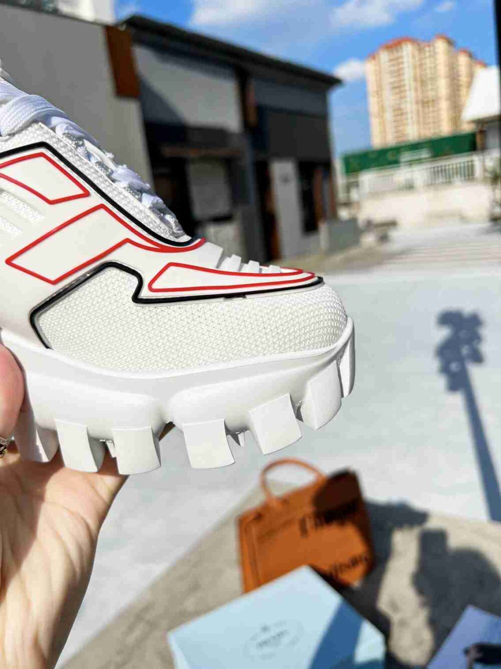 PRADA CLOUDBUST THUNDER SNEAKERS WITH WHITE AND RED 2EG2933LGNF0009 - Image 3