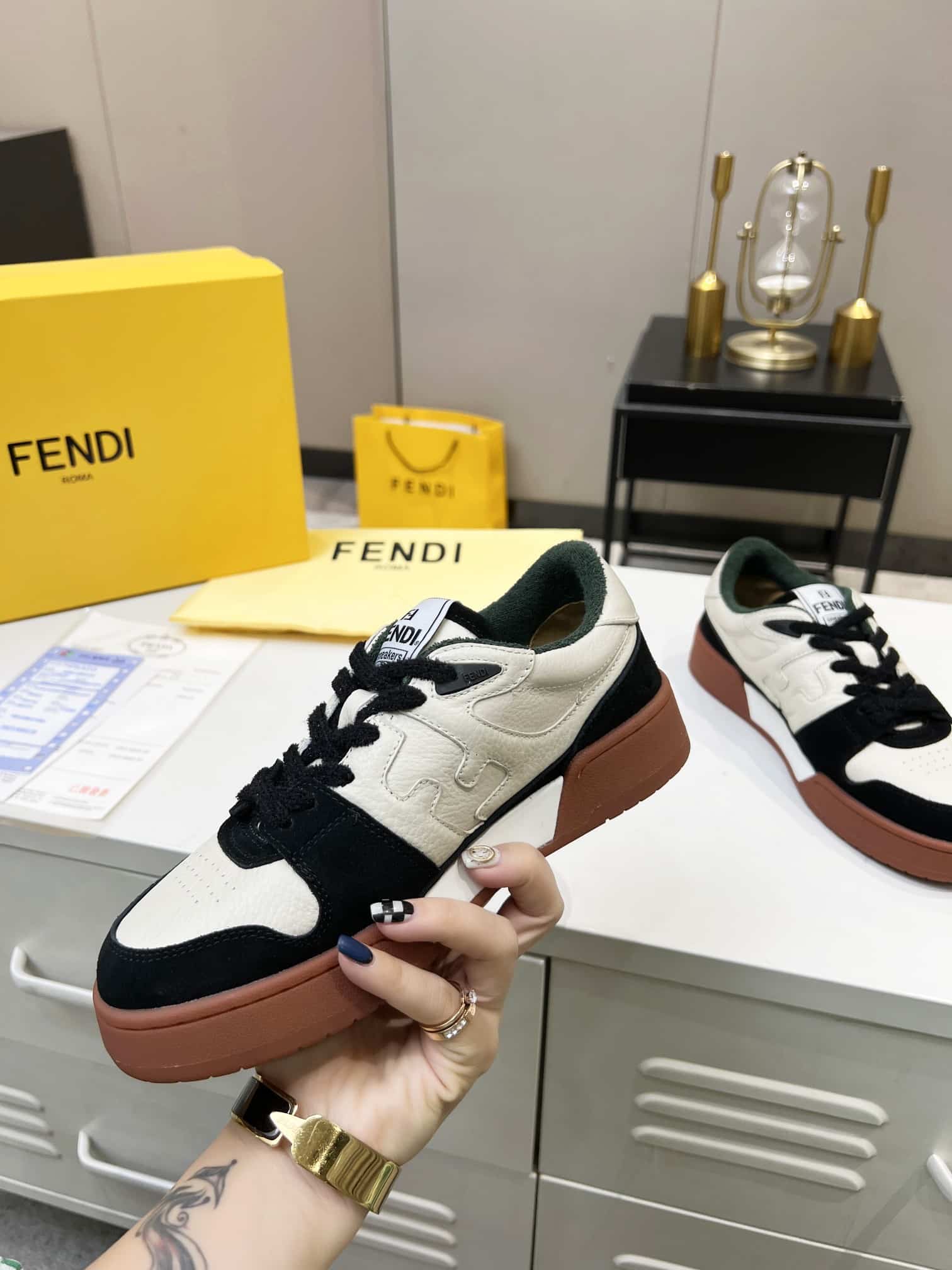 FENDI MATCH LOW TOPS SUEDE BLACK 8E8252AHH2F1FZB - Image 3