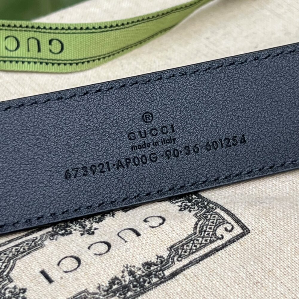 GUCCI BLACK BELT WITH SQUARE BUCKLE AND INTERLOCKING G 35MM - Image 6