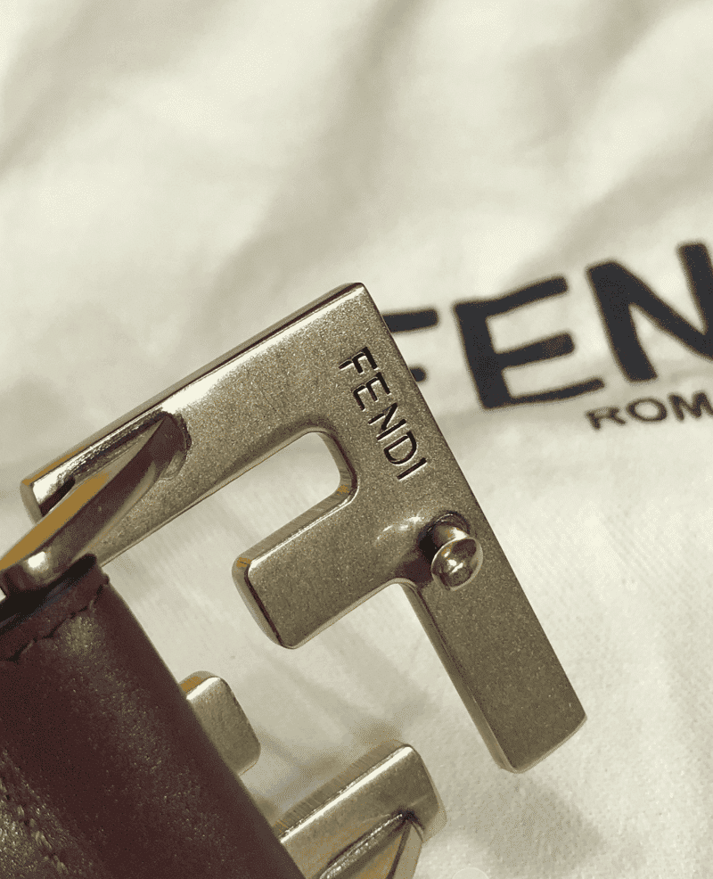 FENDI BROWN LEATHER BELT WITH FF GOLD BUCKLE 40MM - Image 3