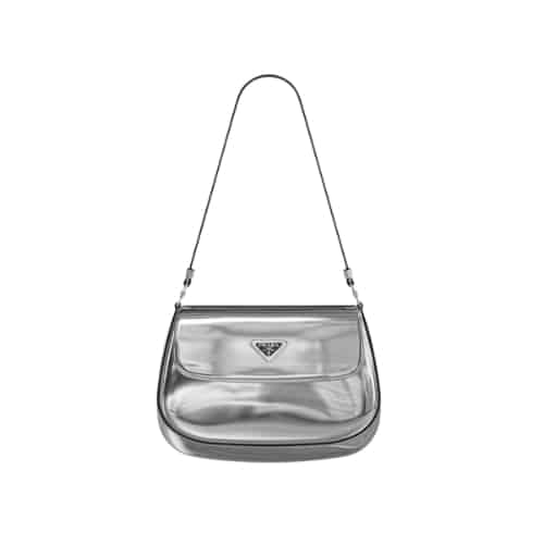 PRADA CLEO BRUSHED LEATHER SHOULDER BAG IN SILVER 1BD311ZO6F0118VOOO