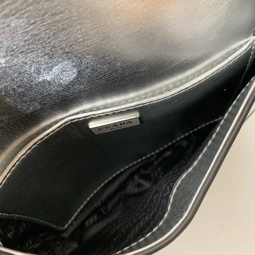 PRADA CLEO BRUSHED LEATHER SHOULDER BAG IN SILVER 1BD311ZO6F0118VOOO - Image 6