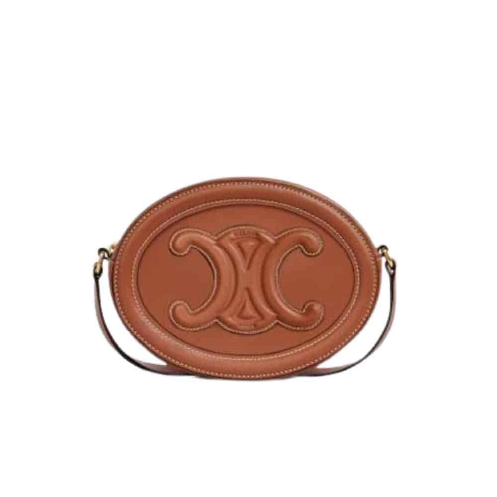 CELINE CROSSBODY OVAL PURSE CUIR TRIOMPHE IN SMOOTH CALFSKIN TAN 10I703DPQ04LU