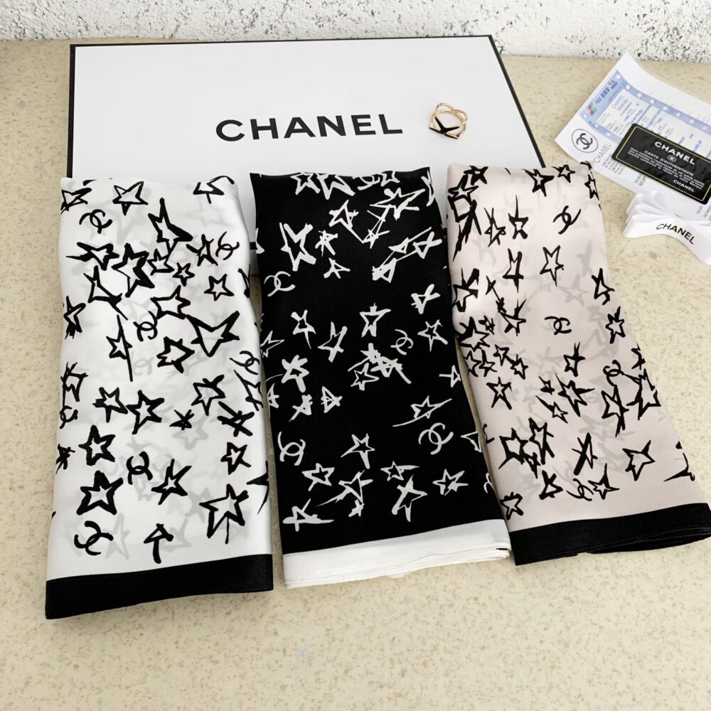 Alternative view of CHANEL SILK CC STAR SCARF BLACK